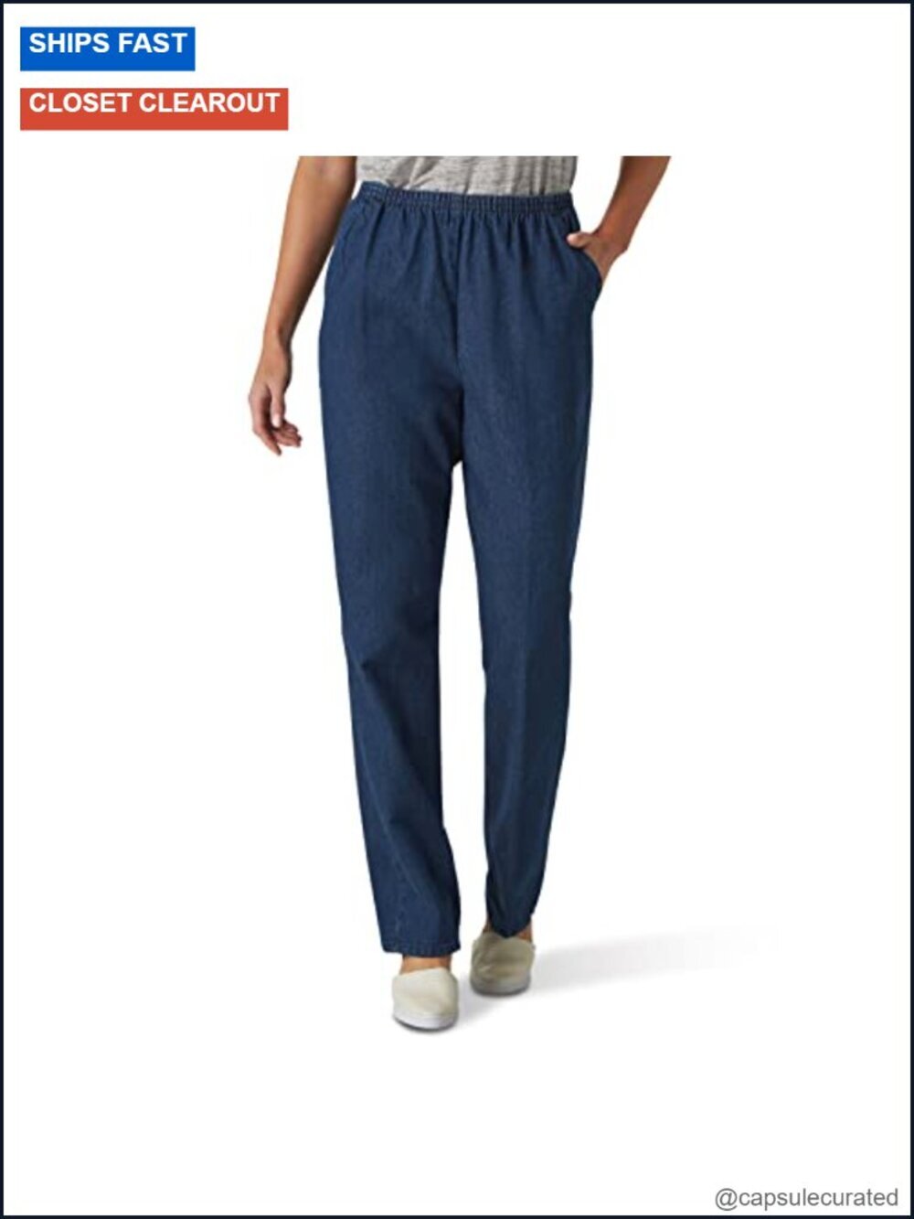 Cotton Pull-on Pant with Elastic Waist High Rise Straight Fit Pleated Front